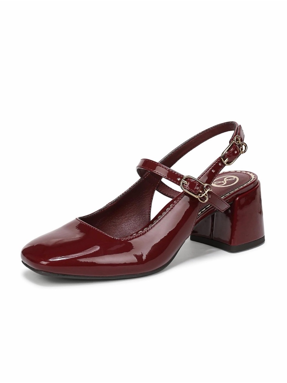 Sam & Libby Burgundy Patent Slingback Block Heel